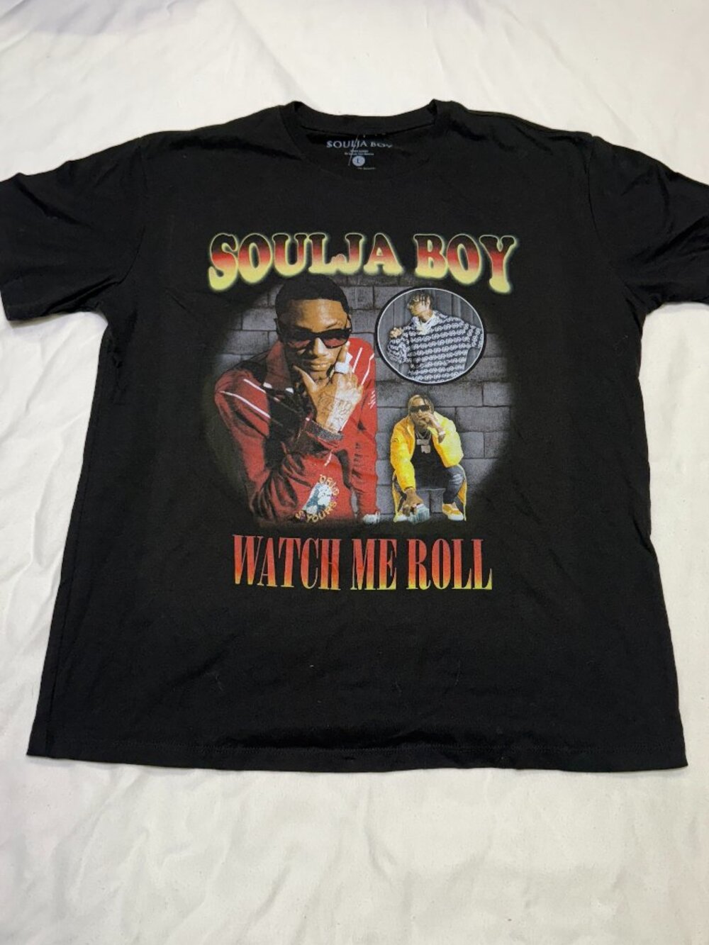 Soulja Boy Men's Black Watch Me Roll Graphic Tee Shirt L
